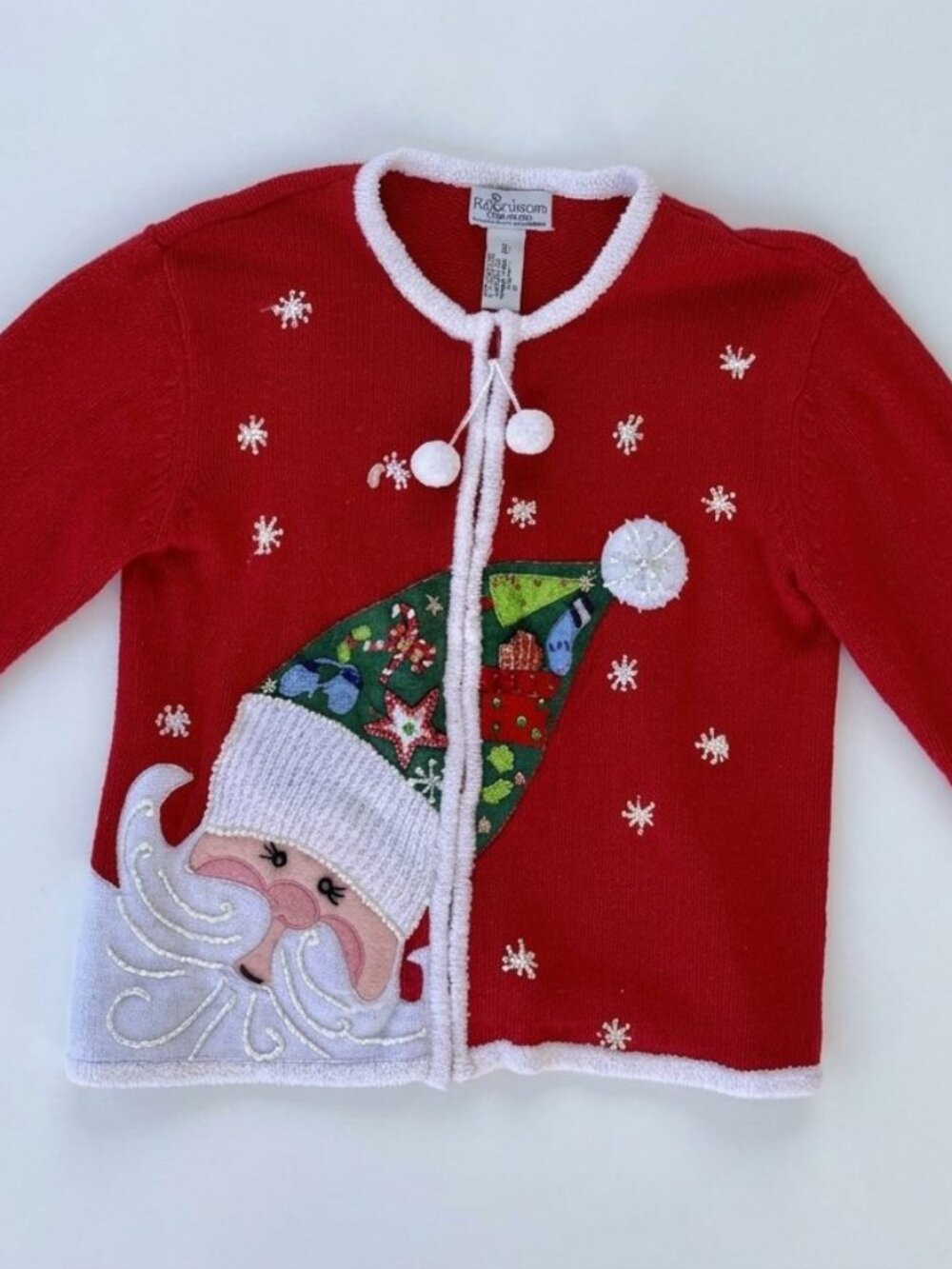 Vintage Heirloom Collectibles Santa Zip-Up Christmas Sweater - Size 16